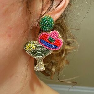Beaded colorful margarita sombrero earrings
